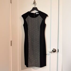 Calvin Klein Black and Gray Midi Dress